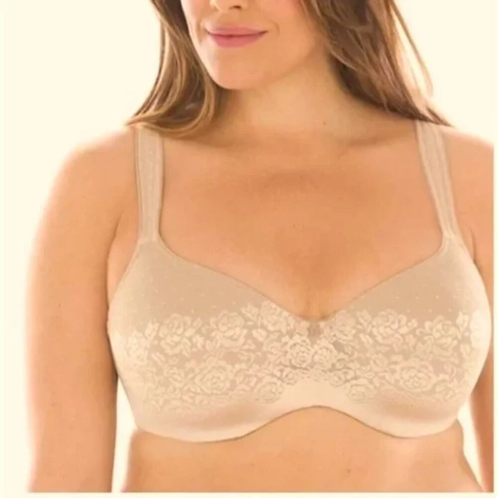 Soma Stunning Support Full Coverage beige floral and dot bra